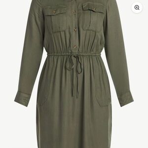 Time and Tru Olive Green Shirt Dress